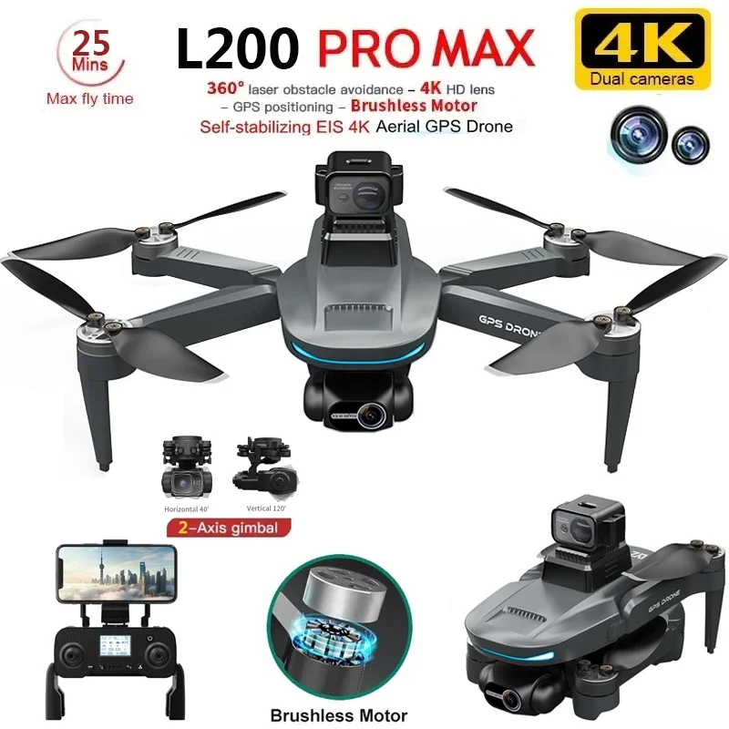 Drone Gps Mount - L200 PRO MAX Drone 4K 2-Axis