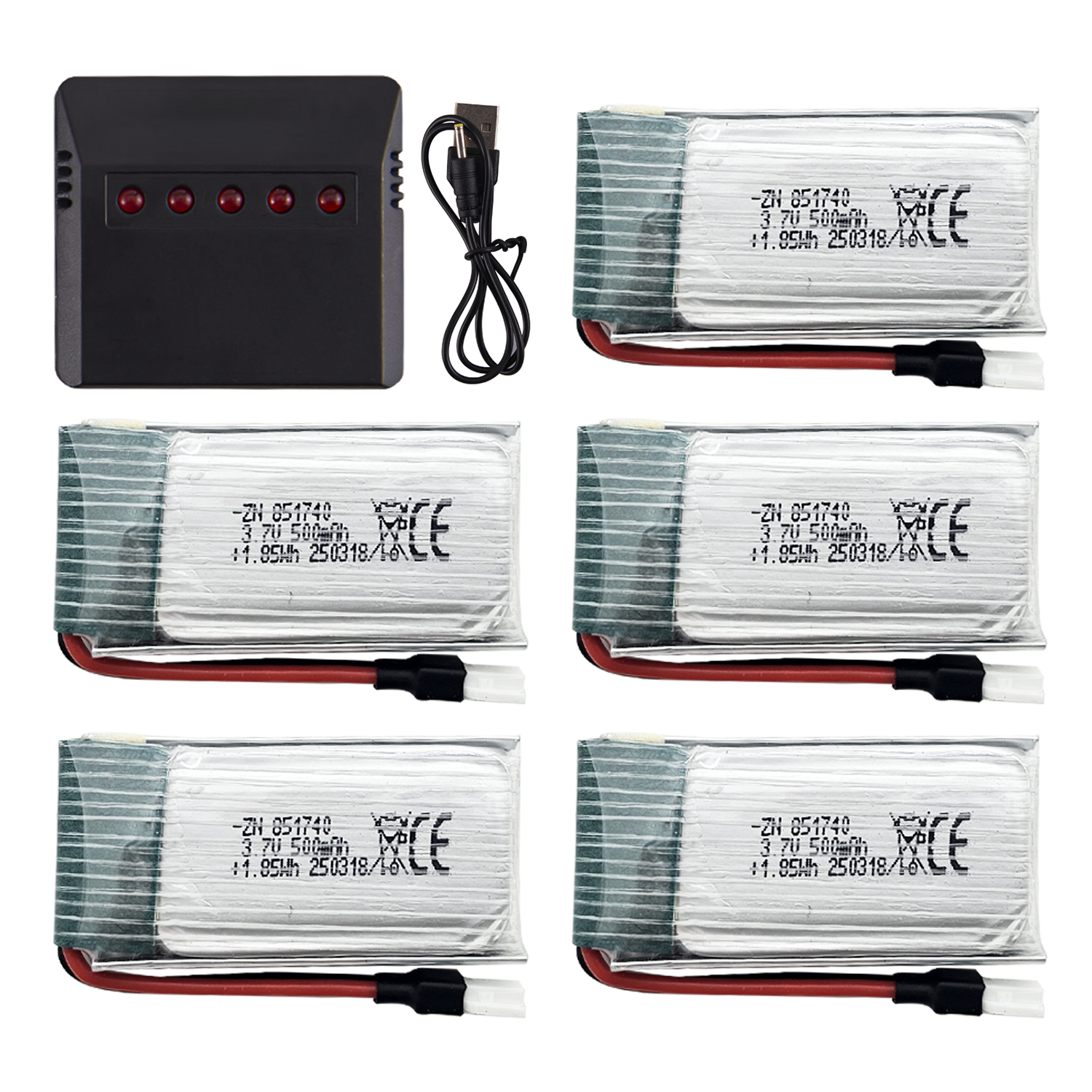 5Pcs 3.7V 500mAh LiPo Batterie - Drone Charger 리뷰 및 가격